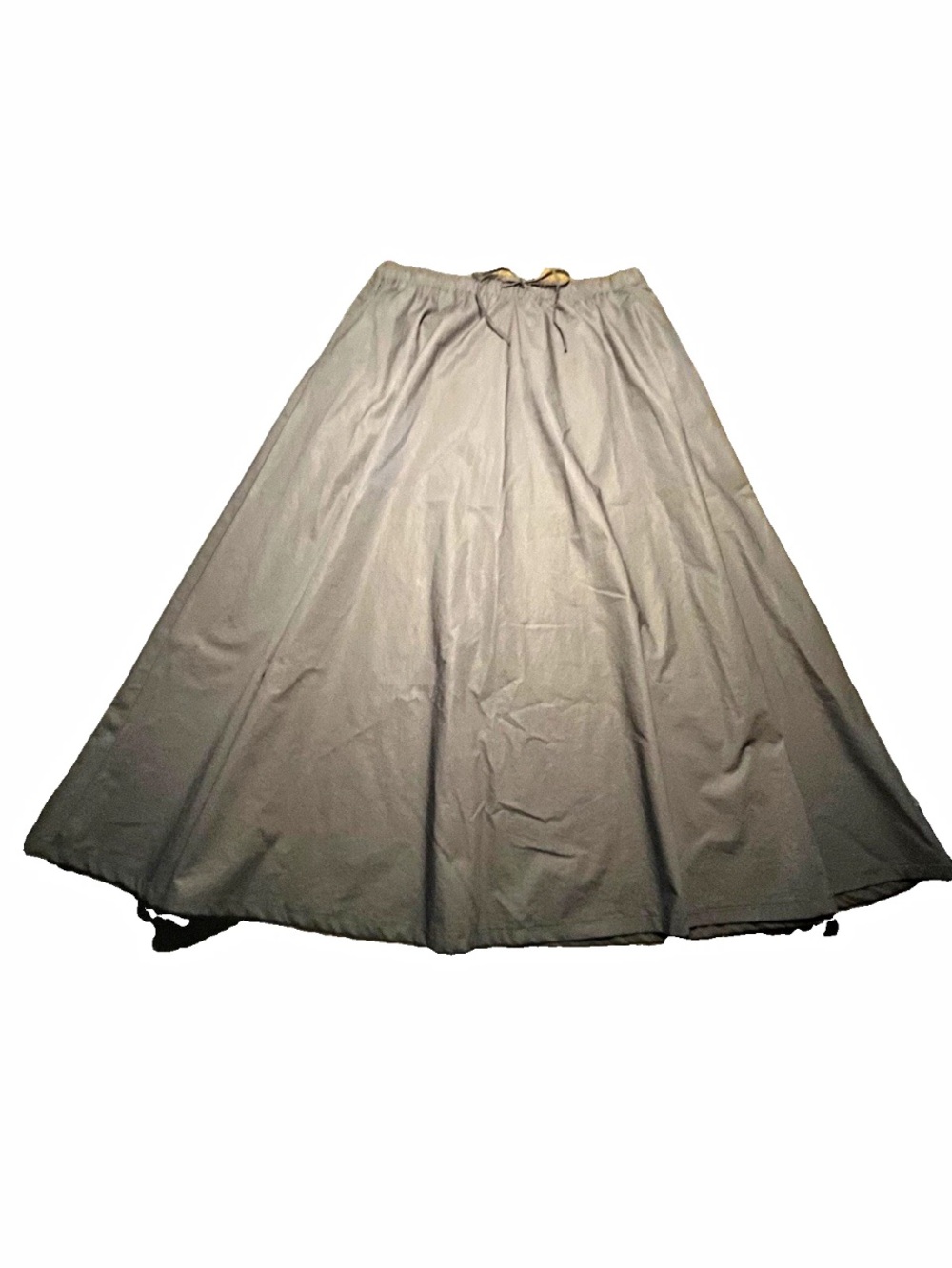 Divided Black Elastic Waist with Draw String Maxi Skirt, M